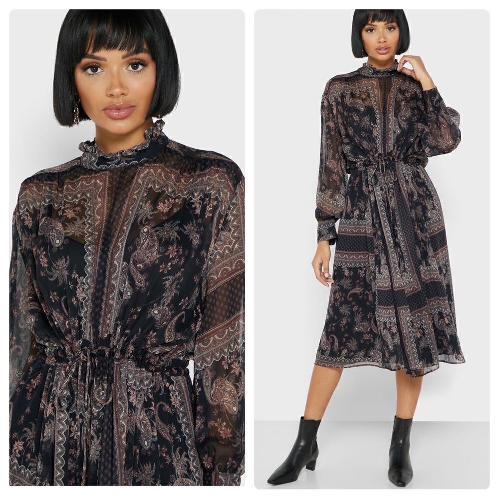 Mango Scarf Print Dress New Midi